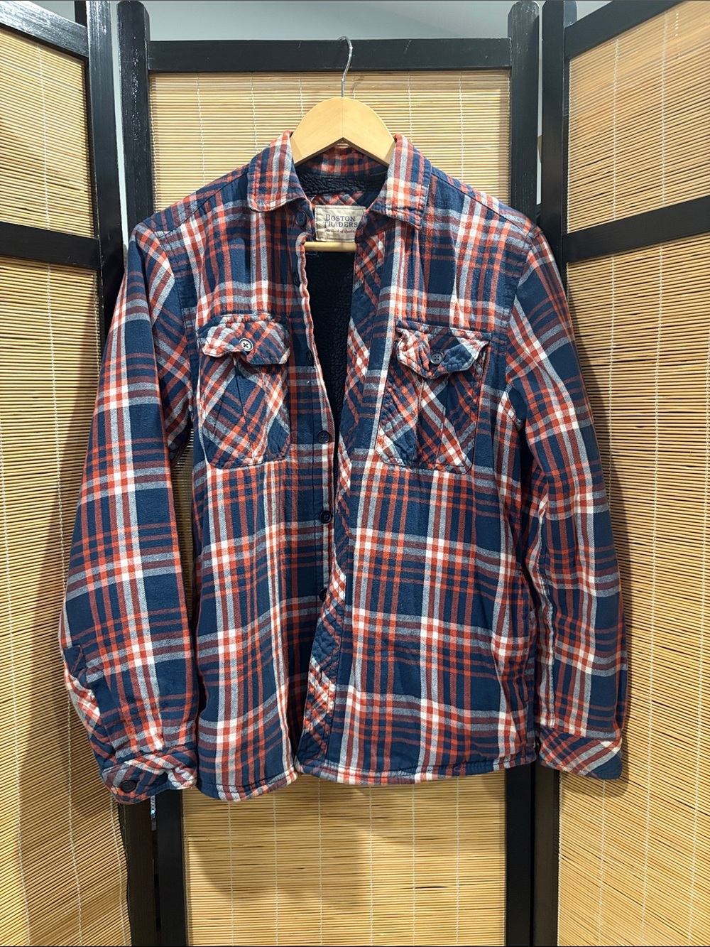Boston Traders Navy & Red Plaid Shirt Jacket